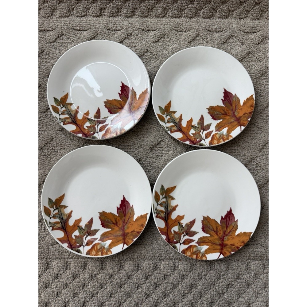 Set‎ of 4 Royal Norfolk Fall Leaves Thanksgiving Salad Plates